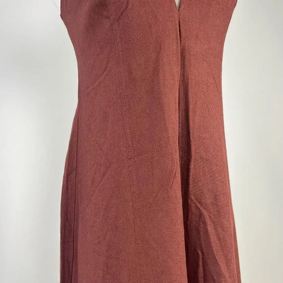 NWOT Farm Rio Linen Blend Sleeveless Halter Wide Leg Jumpsuit Sz L Brown